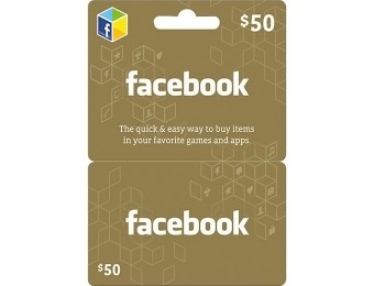 20% off $50 Facebook Gift Card for Facebook Games and Apps