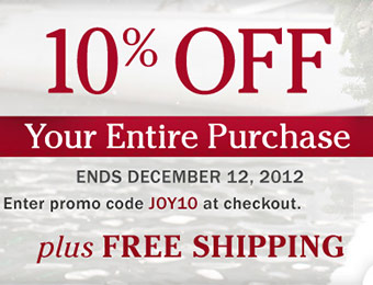 10% off your entire purchase + free shipping w/ promo code JOY10