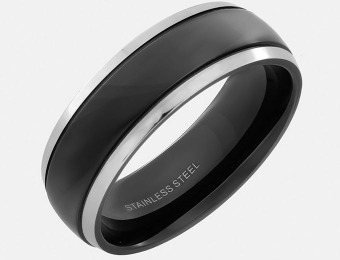 95% off Stainless Steel Black Flat Top and Stepped Edge Ring