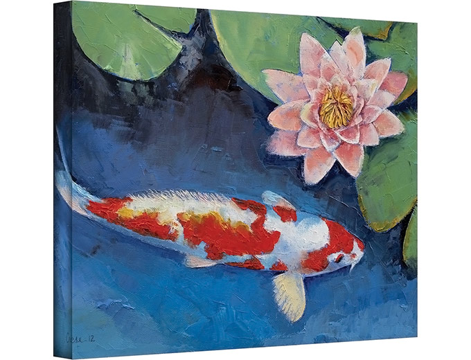 Koi and Water Lily Canvas Art