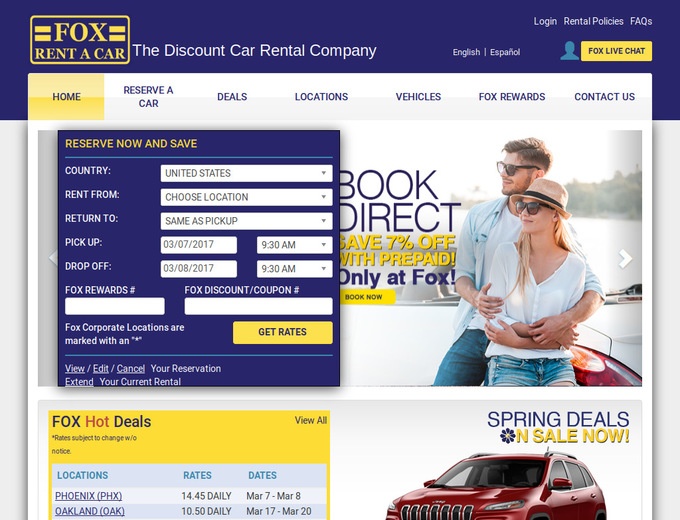 Fox Rental Car Coupons & Fox Car Rentals Discount Codes